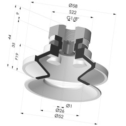 Sauggreifer 1.5 Falten Serie 91 Ø 50MM