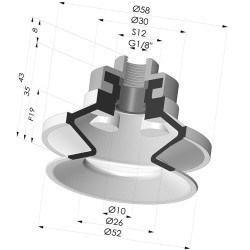 Sauggreifer 1.5 Falten Serie 91 Ø 50MM