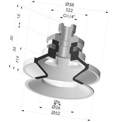 Sauggreifer 1.5 Falten Serie 91 Ø 50MM
