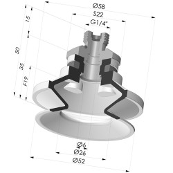 Sauggreifer 1.5 Falten Serie 91 Ø 50MM