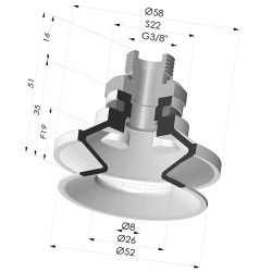 Sauggreifer 1.5 Falten Serie 91 Ø 50MM