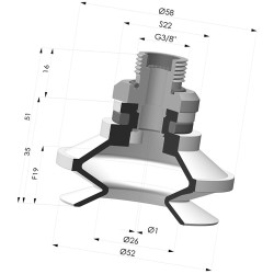 Sauggreifer 1.5 Falten Serie 91 Ø 50MM