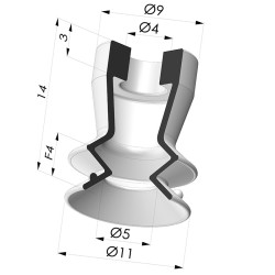 Sauggreifer 1.5 Falten Serie 97B Ø 11MM