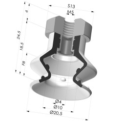 Sauggreifer 1.5 Falten Serie 97B Ø 20.4MM
