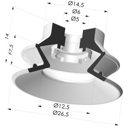 Sauggreifer 1.5 Falten Serie 97B Ø 26.5MM