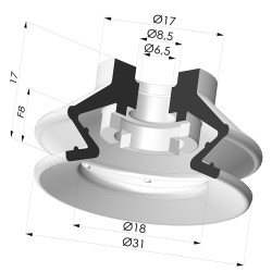 Sauggreifer 1.5 Falten Serie 97B Ø 31MM 