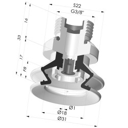 Sauggreifer 1.5 Falten Serie 97B Ø 31MM