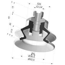 Sauggreifer 1.5 Falten Serie 97B Ø 52.5MM