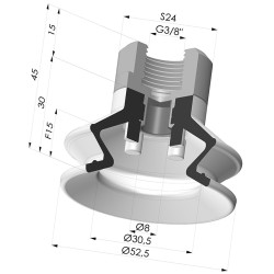 Sauggreifer 1.5 Falten Serie 97B Ø 52.5MM