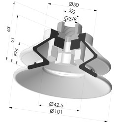 Sauggreifer 1.5 Falten Serie 97B Ø 100MM