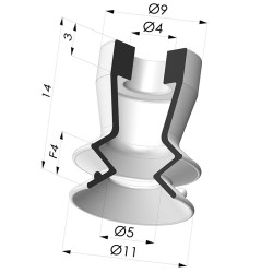 Sauggreifer 1.5 Falten Serie 97C Ø 11MM