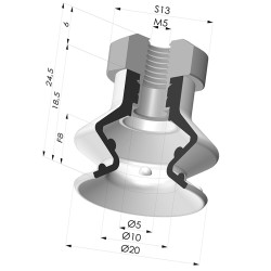 Sauggreifer 1.5 Falten Serie 97C Ø 20.4MM