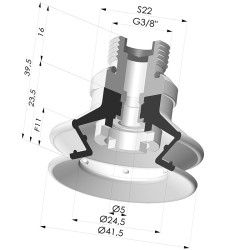 Sauggreifer 1.5 Falten Serie 97C Ø 41.4MM