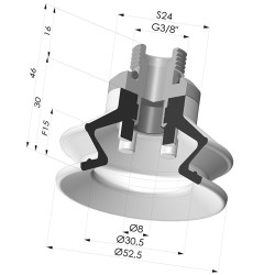 Sauggreifer 1.5 Falten Serie 97C Ø 52.5MM