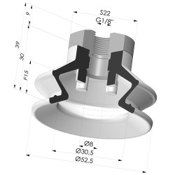 Sauggreifer 1.5 Falten Serie 97C Ø 52.5MM