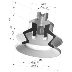 Sauggreifer 1.5 Falten Serie 97C Ø 52.5MM
