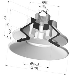 Sauggreifer 1.5 Falten Serie 97C Ø 100MM