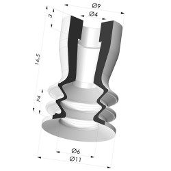Sauggreifer 2.5 Falten Serie 96B Ø 11MM