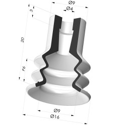 Sauggreifer 2.5 Falten Serie 96B Ø 16MM