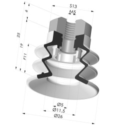 Sauggreifer 2.5 Falten Serie 96B Ø 25MM