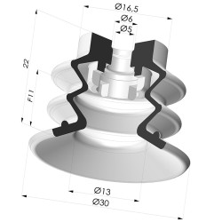 Sauggreifer 2.5 Falten Serie 96B Ø 30MM