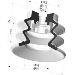 Sauggreifer 2.5 Falten Serie 96B Ø 40MM