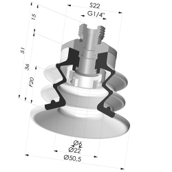 Sauggreifer 2.5 Falten Serie 96B Ø 50MM