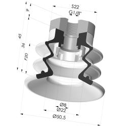 Sauggreifer 2.5 Falten Serie 96B Ø 50MM
