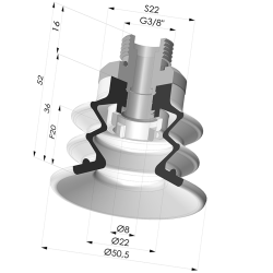 Sauggreifer 2.5 Falten Serie 96B Ø 50MM