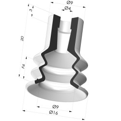 Sauggreifer 2.5 Falten Serie 96C Ø 16MM