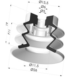 Sauggreifer 2.5 Falten Serie 96C Ø 25MM