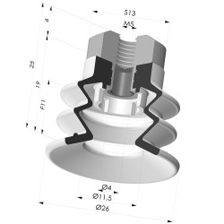 Sauggreifer 2.5 Falten Serie 96C Ø 25MM