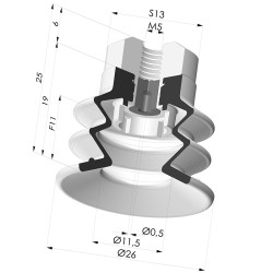 Sauggreifer 2.5 Falten Serie 96C Ø 25MM