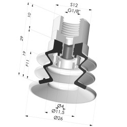 Sauggreifer 2.5 Falten Serie 96C Ø 25MM