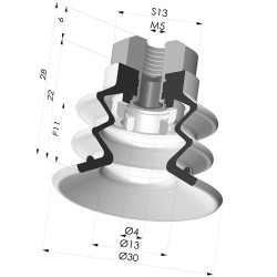 Ventouse 2.5 Soufflets Série 96C Ø 30MM