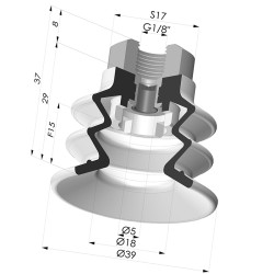 Ventosa 2.5 Soffietti Serie 96C Ø 40MM