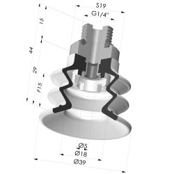 Ventosa 2.5 Soffietti Serie 96C Ø 40MM