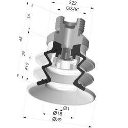 Ventosa 2.5 Soffietti Serie 96C Ø 40MM