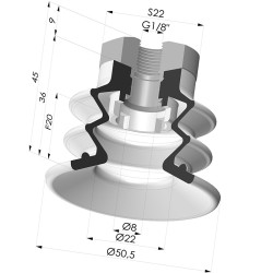 Ventouse 2.5 Soufflets Série 96C Ø 50MM