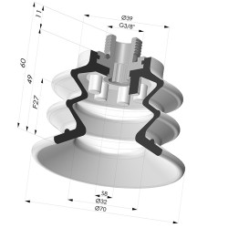 Ventosa 2.5 Fole Série 96C Ø 70MM