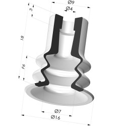 Sauggreifer 2.5 Falten Serie 96 Ø 15MM