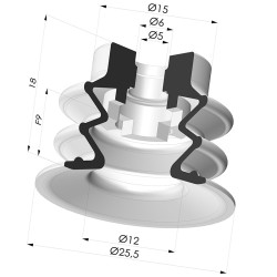 Sauggreifer 2.5 Falten Serie 96 Ø 25MM