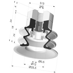 Sauggreifer 2.5 Falten Serie 96 Ø 25MM