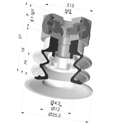 Sauggreifer 2.5 Falten Serie 96 Ø 25MM