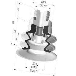 Sauggreifer 2.5 Falten Serie 96 Ø 25MM