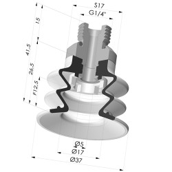 Sauggreifer 2.5 Falten Serie 96 Ø 35MM