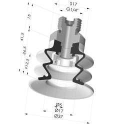 Sauggreifer 2.5 Falten Serie 96 Ø 35MM