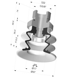 Sauggreifer 2.5 Falten Serie 96 Ø 35MM