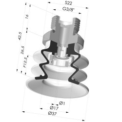 Sauggreifer 2.5 Falten Serie 96 Ø 35MM