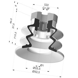 Sauggreifer 2.5 Falten Serie 96 Ø 52MM